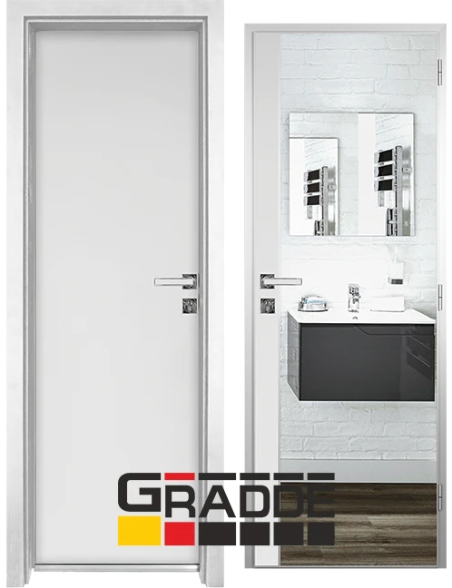 aluminieva-vrata-gradde-byal-matt Алуминиева врата за баня GRADDE, цвят Бял мат